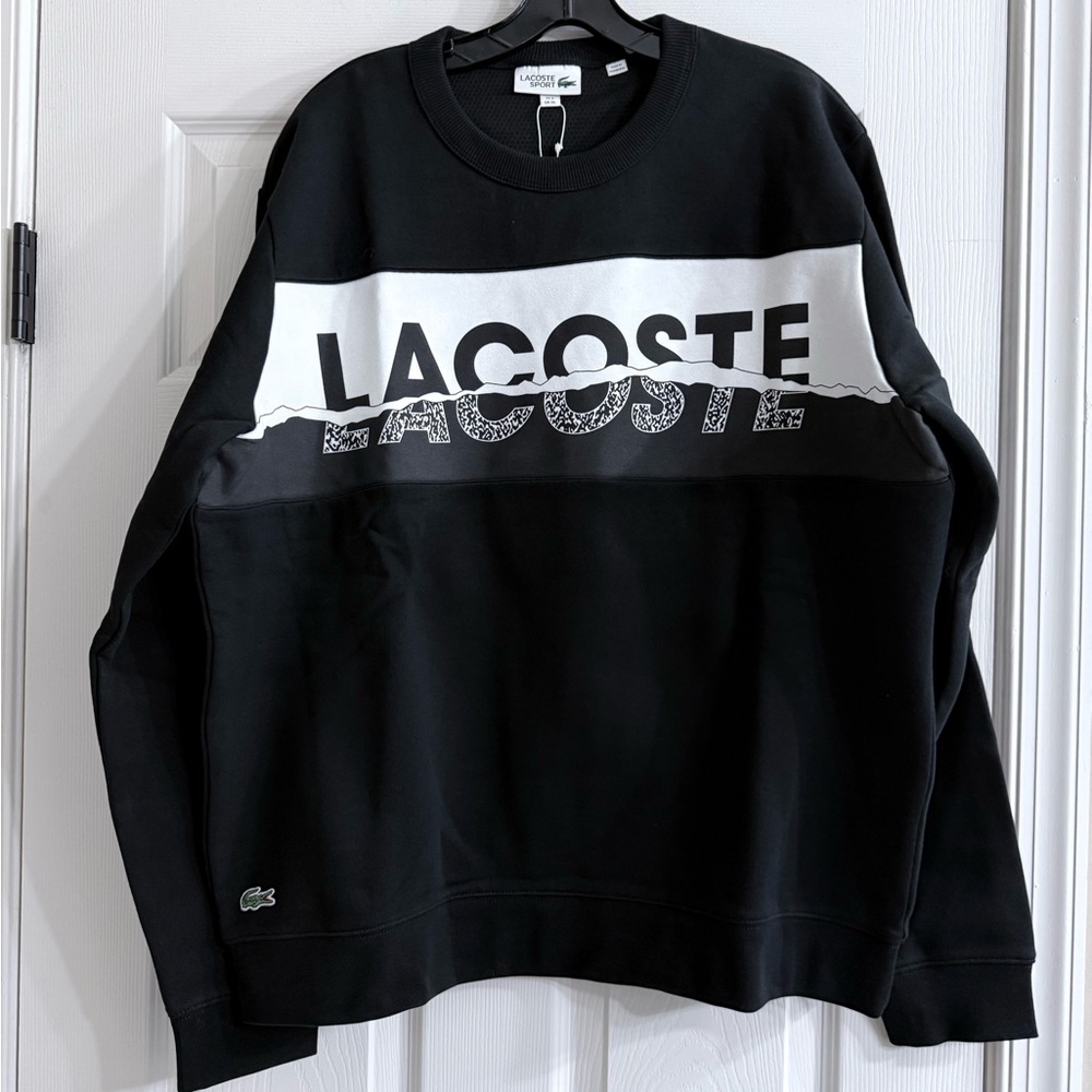 Lacoste Men's Black and White Logo Sweatshirt